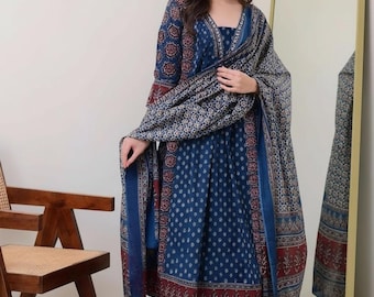 Boho Anarkali Kurta Set | Rayon Blend Palazzo Suit with Dupatta