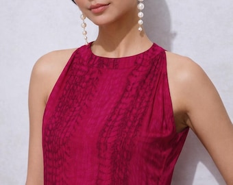 A-Line Cotton Kurta Palazzo Set, Tie-Dye Print, Sleeveless Summer Outfit