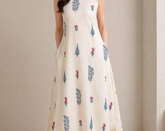 Cotton Floral Print Kurta Palazzo Set, Minimal Ethnic Summer Outfit