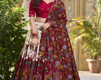 Kalamkari Silk Lehenga Choli Set – Indian Wedding Ethnic Wear
