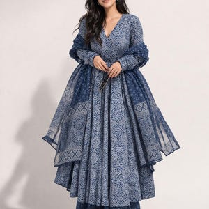 blue bandhani dress Threadclothes