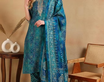 Embroidered Silk Blend Kurta Set | Indian Festive Wear