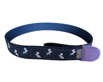 Ceinture enfant sans boucle motif licornes