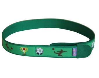 Children's belt without buckle with football motif