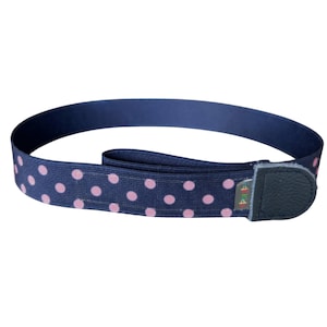 Cinto infantil com bolinhas azul e rosa, cinto infantil sem fivela, cinto para crianças e bebês, ajustável de forma flexível, elástico, fabricado na Alemanha