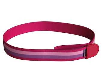 Children's belt without buckle motif stripes pink