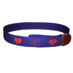 Cinto infantil corações azul/vermelho, cinto infantil sem fivela, cinto para crianças e bebês, ajustável de forma flexível, elástico, fabricado na Alemanha