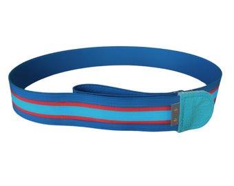 Kindergürtel Streifen blau/petrol, Kindergürtel ohne Schnalle, Gürtel für Kinder & Kleinkinder, elastisch,  Made in Germany