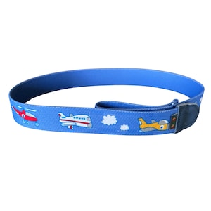 Cinto infantil aviões azul, cinto infantil sem fivela, cinto para crianças e bebês, ajustável de forma flexível, elástico, fabricado na Alemanha
