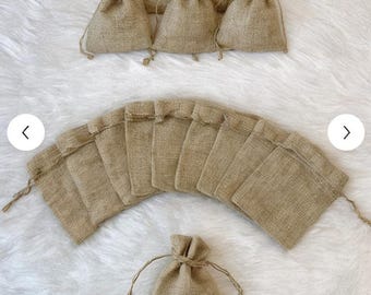 25 Pcs Burlap Woven Gift Bags – Rustic Jute Drawstring Pouches 9x12 cm