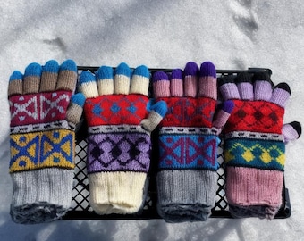 4 Pairs Colorful Hand-Knitted Winter Gloves – Soft, Warm & Handmade