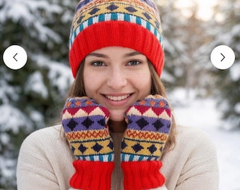 Hand-Knitted Winter Hat & Gloves Set -Soft Texture Wool