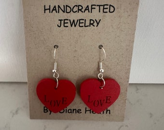 Drop earring red Heart for Valentines