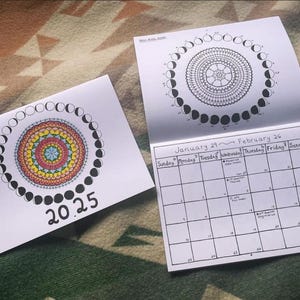 2025 Lunar Mandala Calendar *Moon Calendar* Lunar Cycles * 2025 Lunations * Moon Wall Calendar * Lunar Phase Calendar * Coloring Calendar