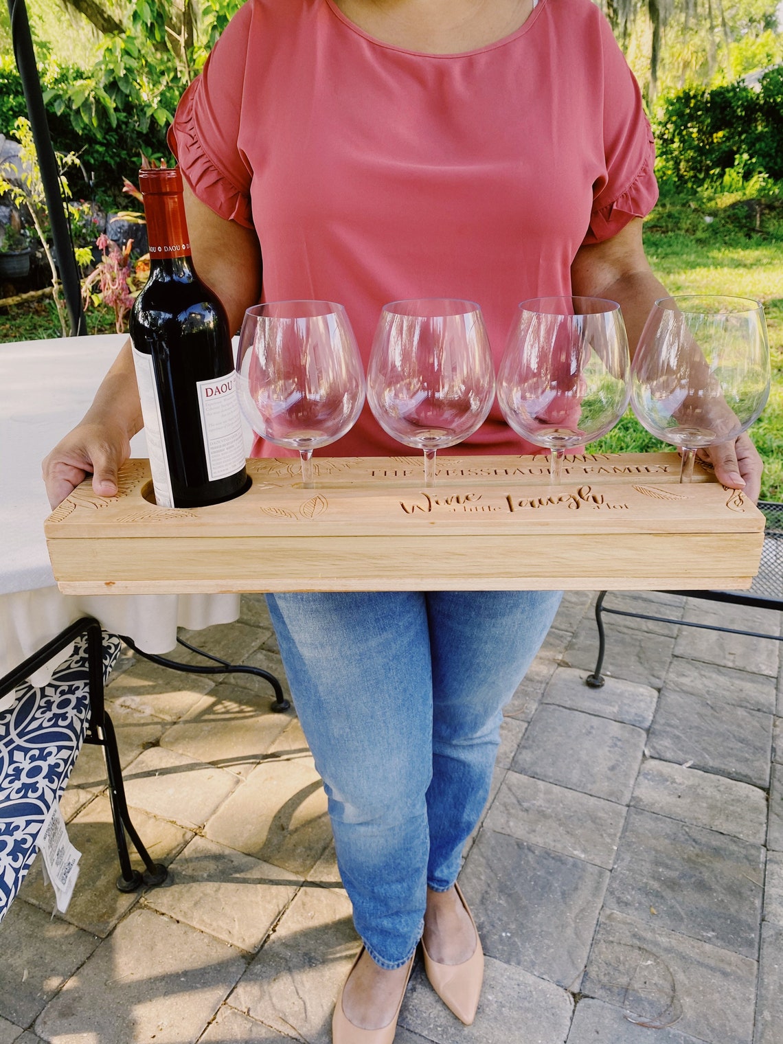 Personalized Wine serving tray Wine tray with wine holder Etsy
