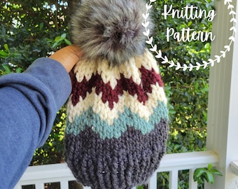 KNITTING PATTERN | Beginner Knitting Pattern | Garner Beanie | Colorwork Beanie Pattern