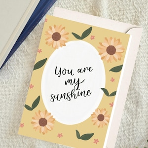 Jeu de cartes tournesol mignon | Pack de cartes de voeux aquarelles dessinées à la main | Cartes illustrées conçues par un artiste | Carte de voeux florale