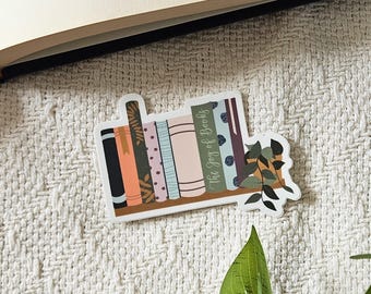 Bookshelf Cute Sticker for Readers Vinyl Sticker Gift for Readers Cute Bookish Plant Sticker for Kindle