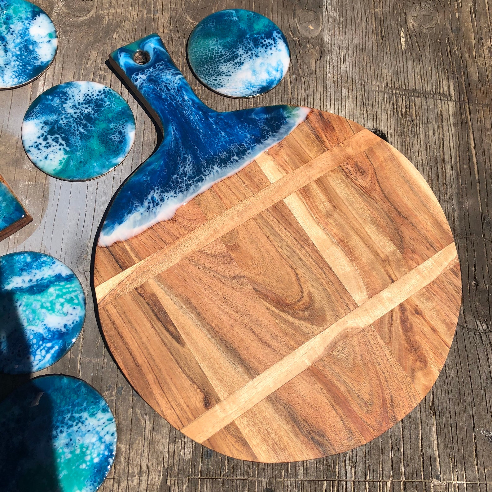 Resin Cheese Board Charcuterie Board Matching Coasters Etsy