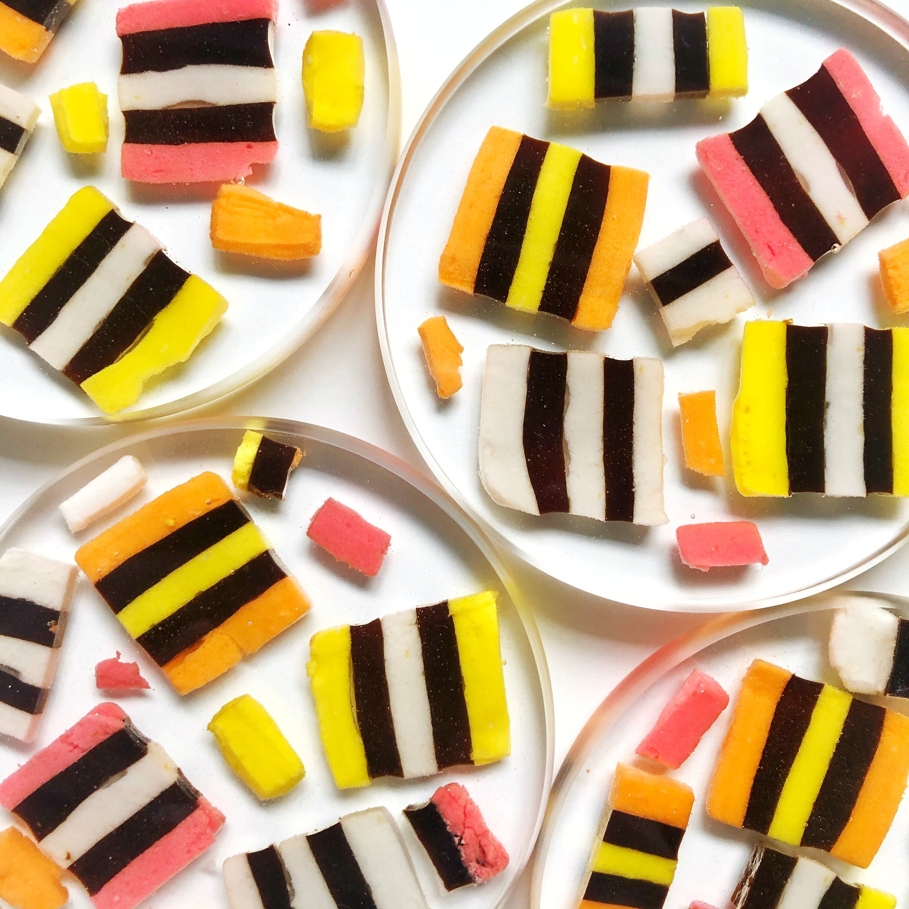 Liquorice Allsorts Coasters Set of 4 80mm Diameter Etsy