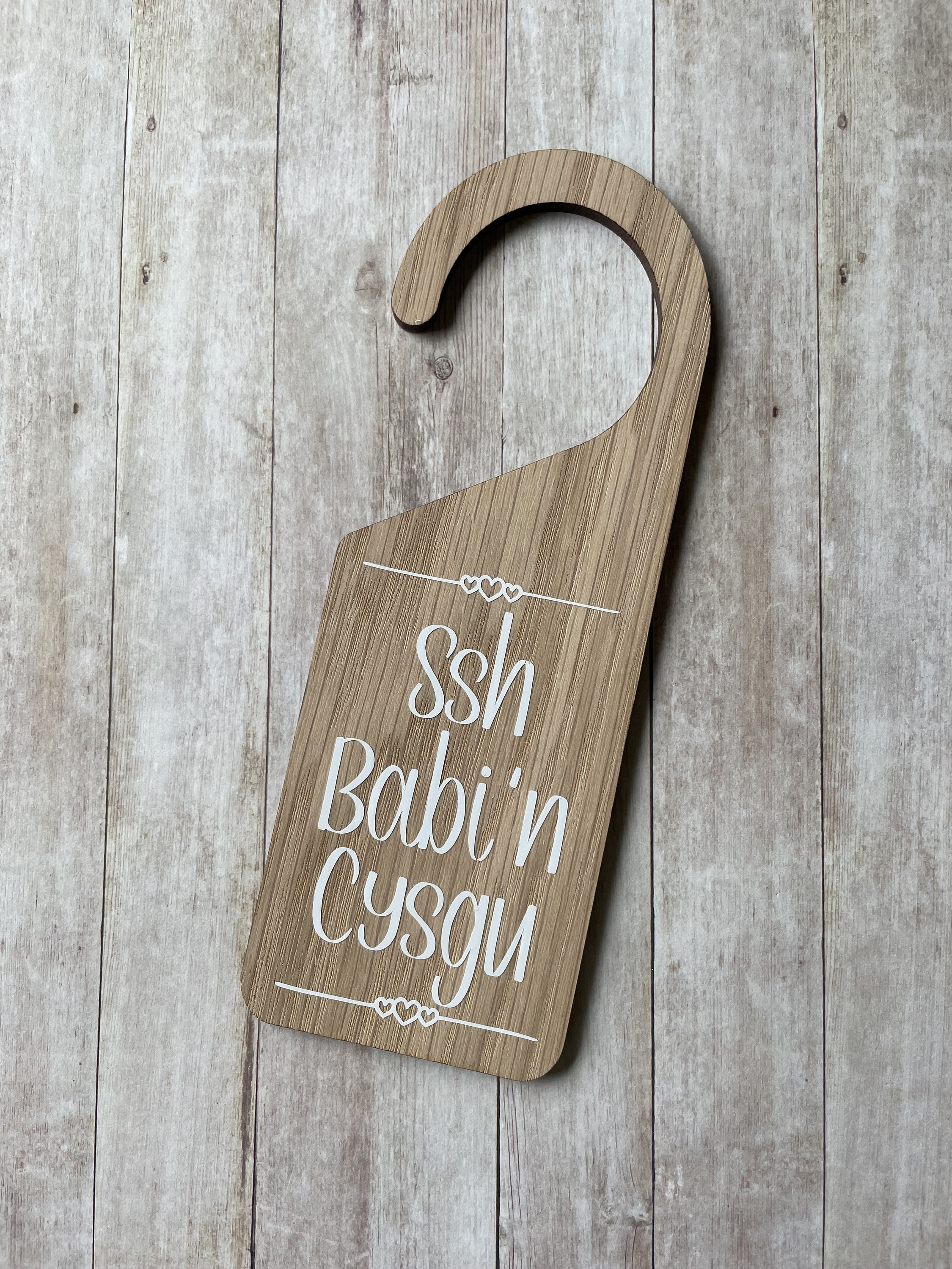 Welsh Baby Gifts, Ssh Babi 'n Cysgu Hanging Door Sign, Do Not Disturb, Door Hanger, New Baby