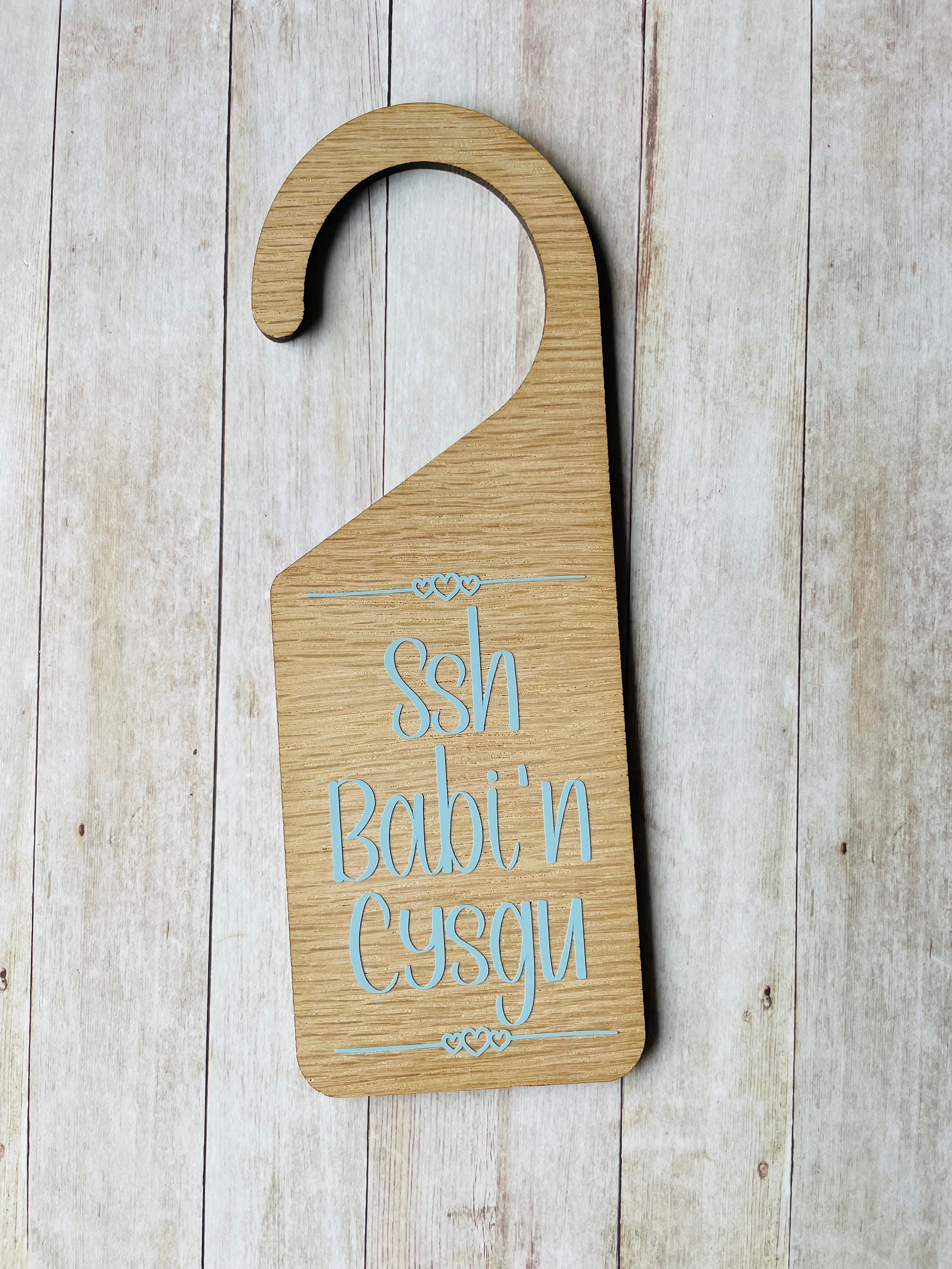 Welsh Baby Gifts, Ssh Babi 'n Cysgu Hanging Door Sign, Do Not Disturb, Door Hanger, New Baby