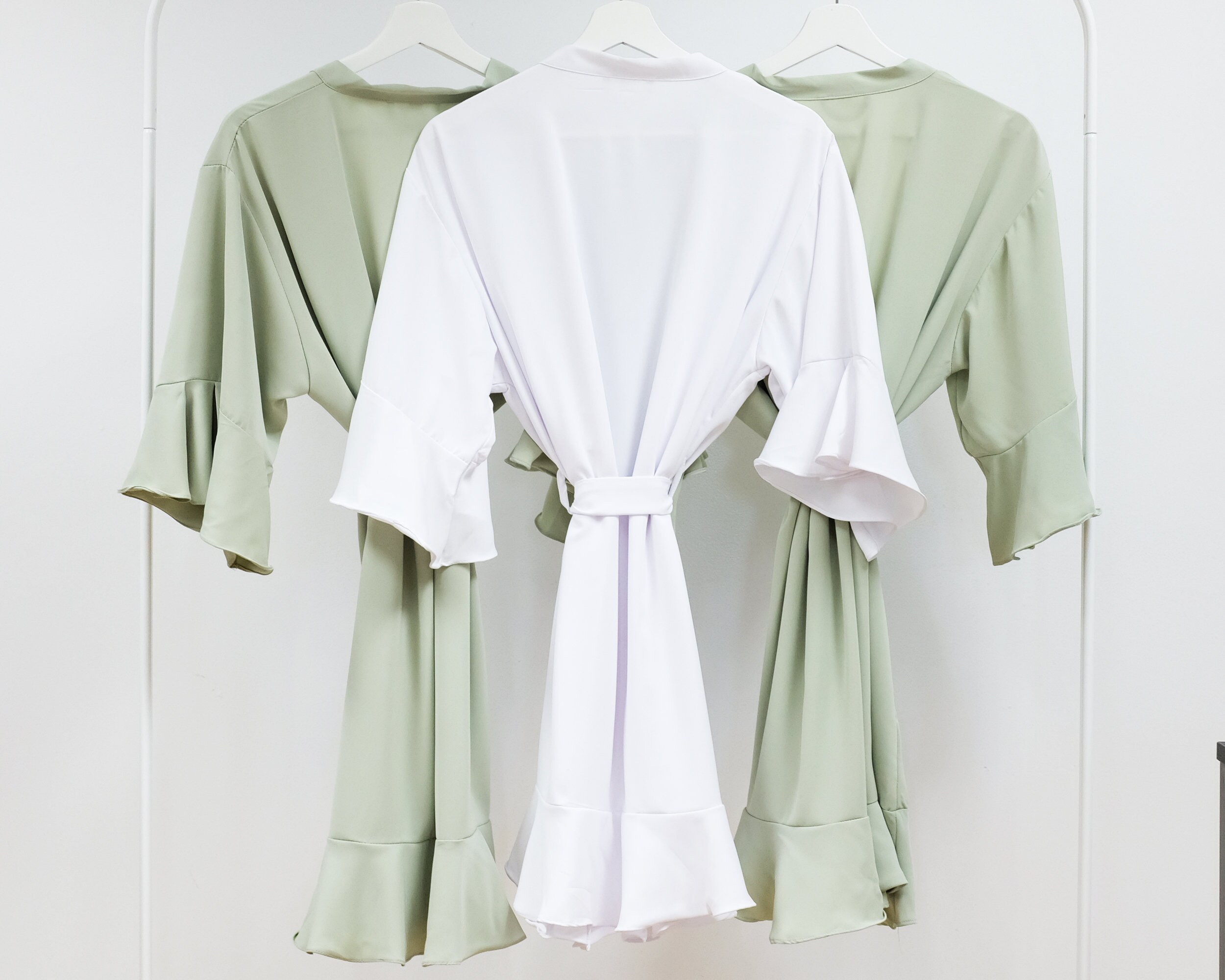 Sage Green Bridesmaid Robes Ruffle Lace Bride Robe Etsy