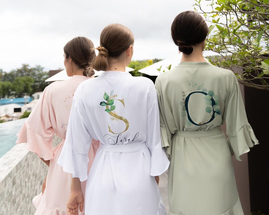 Bridesmaid robes EMERALD GREEN Bride Robe Personalized Bridal Etsy