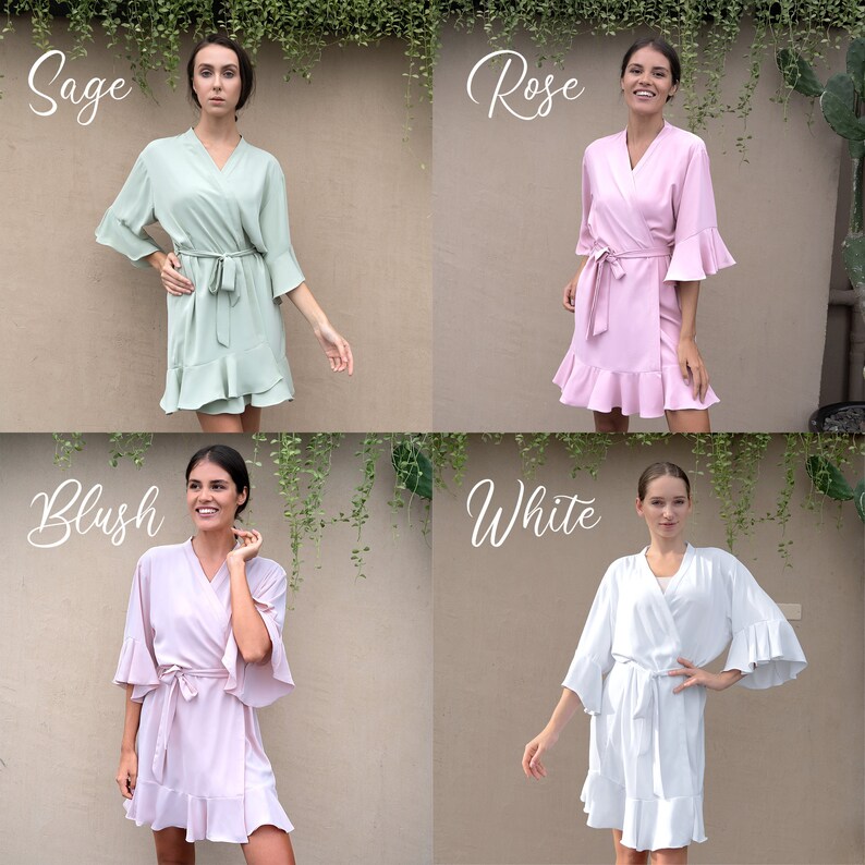 Bridesmaid Robes Sage Green Blush Wedding Robe Ruffle Bride | Etsy