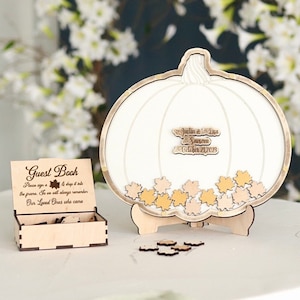 Pompoen bruiloft gastenboek bord herfst bruiloft drop box herfst gastenboek bruiloft houten gastenboek aanmelden gastenboek harten