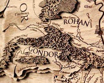 3D wood map Middle Earth wooden map Unique wall decor