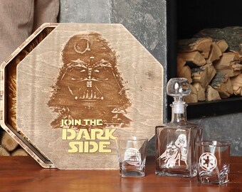 Darth Vader decanter set Whiskey glasses Unique Christmas gift for boyfriend Whiskey glasses personalized