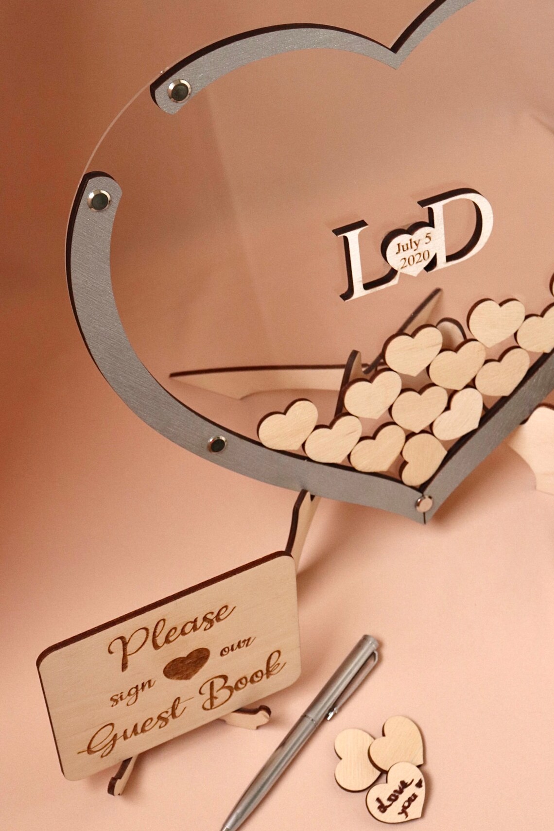 Acrylic wedding guest book alternativeWhite wedding Etsy