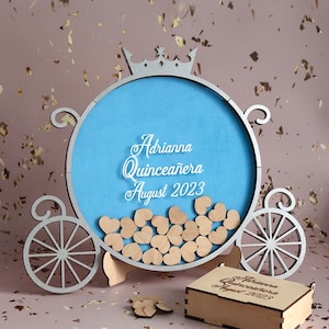Cinderella guest book XV drop box Alternative sign in Princess guest book Birthday wood guest book Quinceañera acrylic guest book