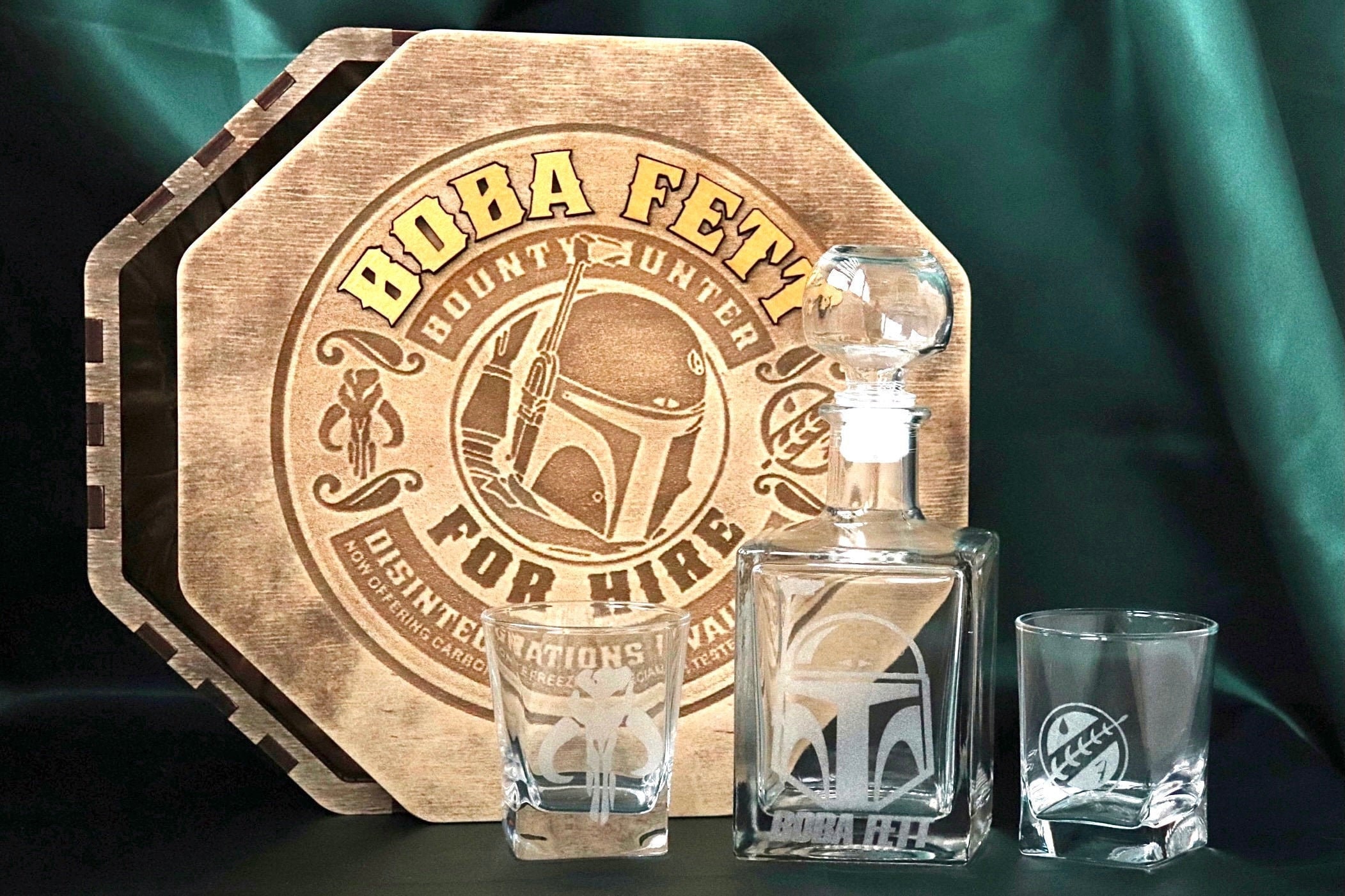 star wars, whiskey set, glass pitcher, character glasses, funny  housewarming gifts, wooden box