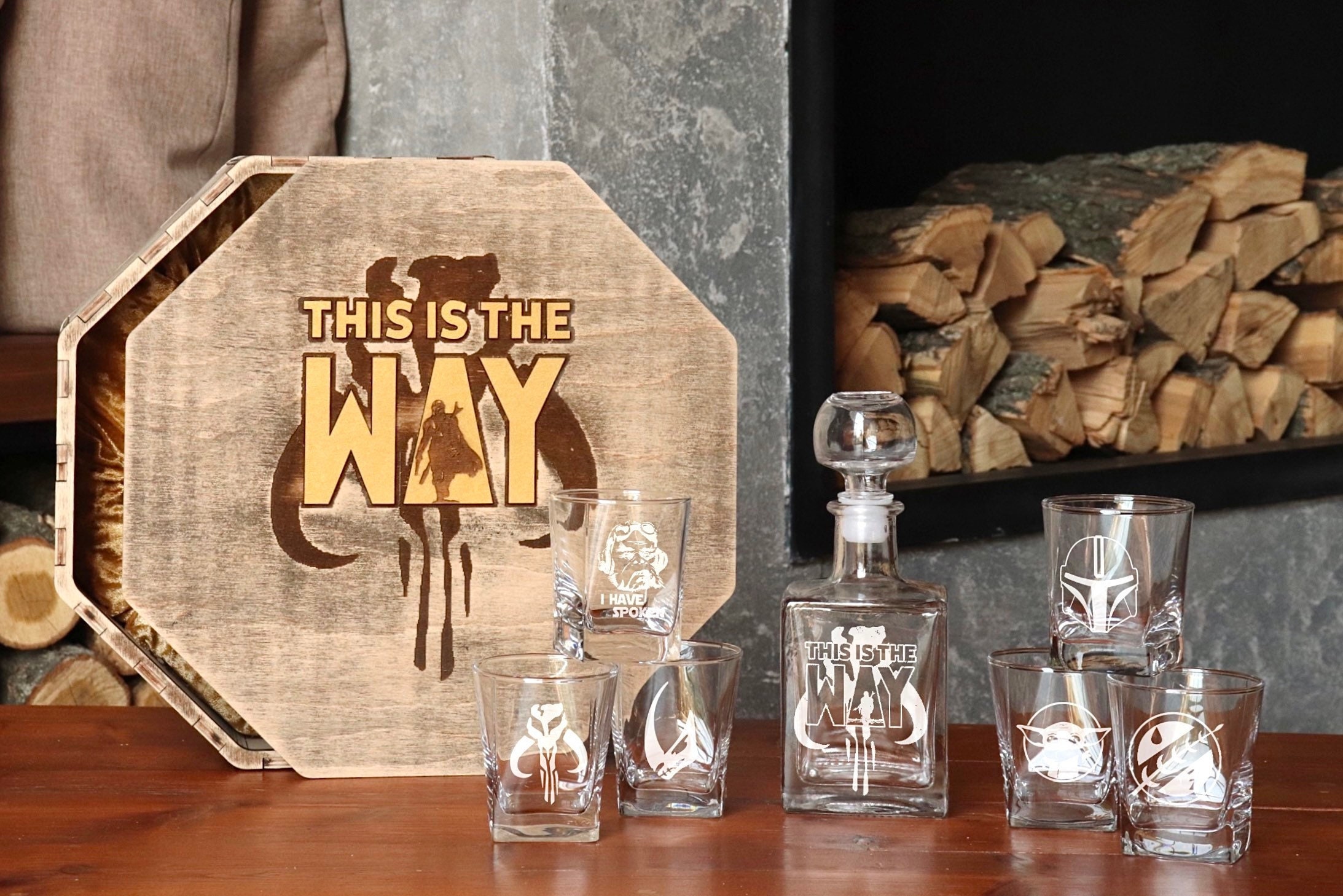 Personalized Decanter Set, Star, Whiskey Set, Whiskey Glasses, Gift for  Men, Mens Gift, Gift for Him, Old Fashioned Cube Glasses, Wars 