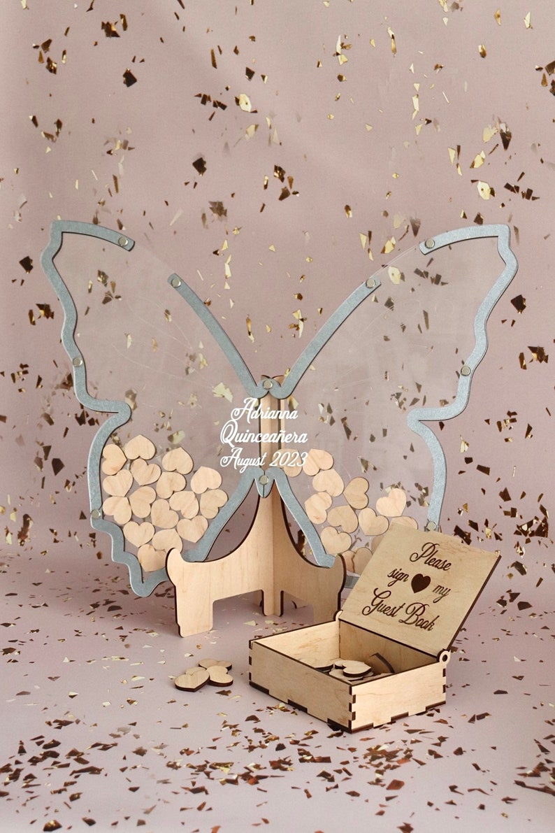 Butterfly Guest Book Birthday Guest Book Sweet 16 Drop Box Etsy