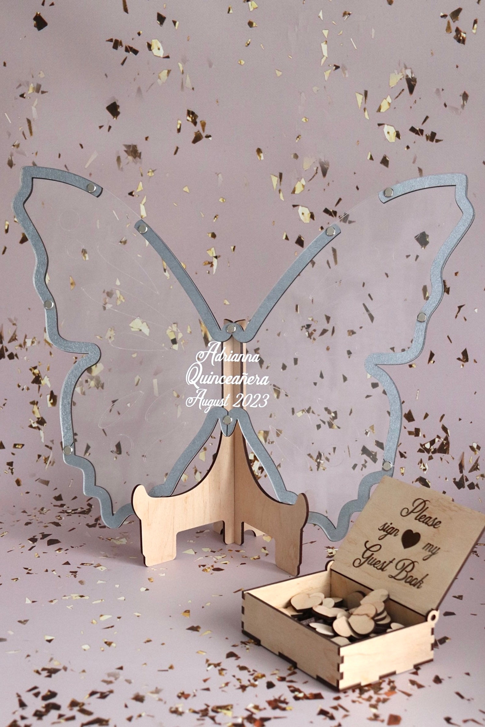 Butterfly Guest Book Birthday Guest Book Sweet 16 Drop Box Etsy