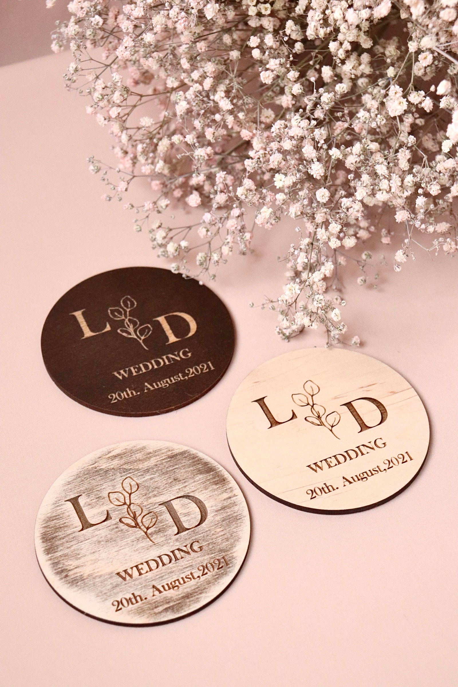 Personalize coaster wedding favor Wood coaster Custom wedding Etsy