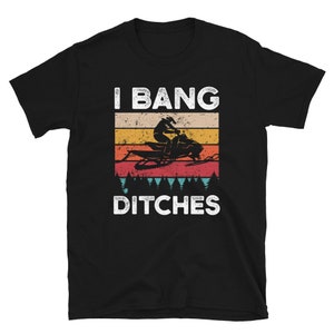 I Bang Ditches Retro Sunset Snowmobile Short-Sleeve Unisex T-Shirt