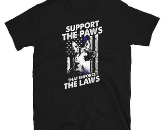 German Shepherd Police Dog US flag T-Shirt