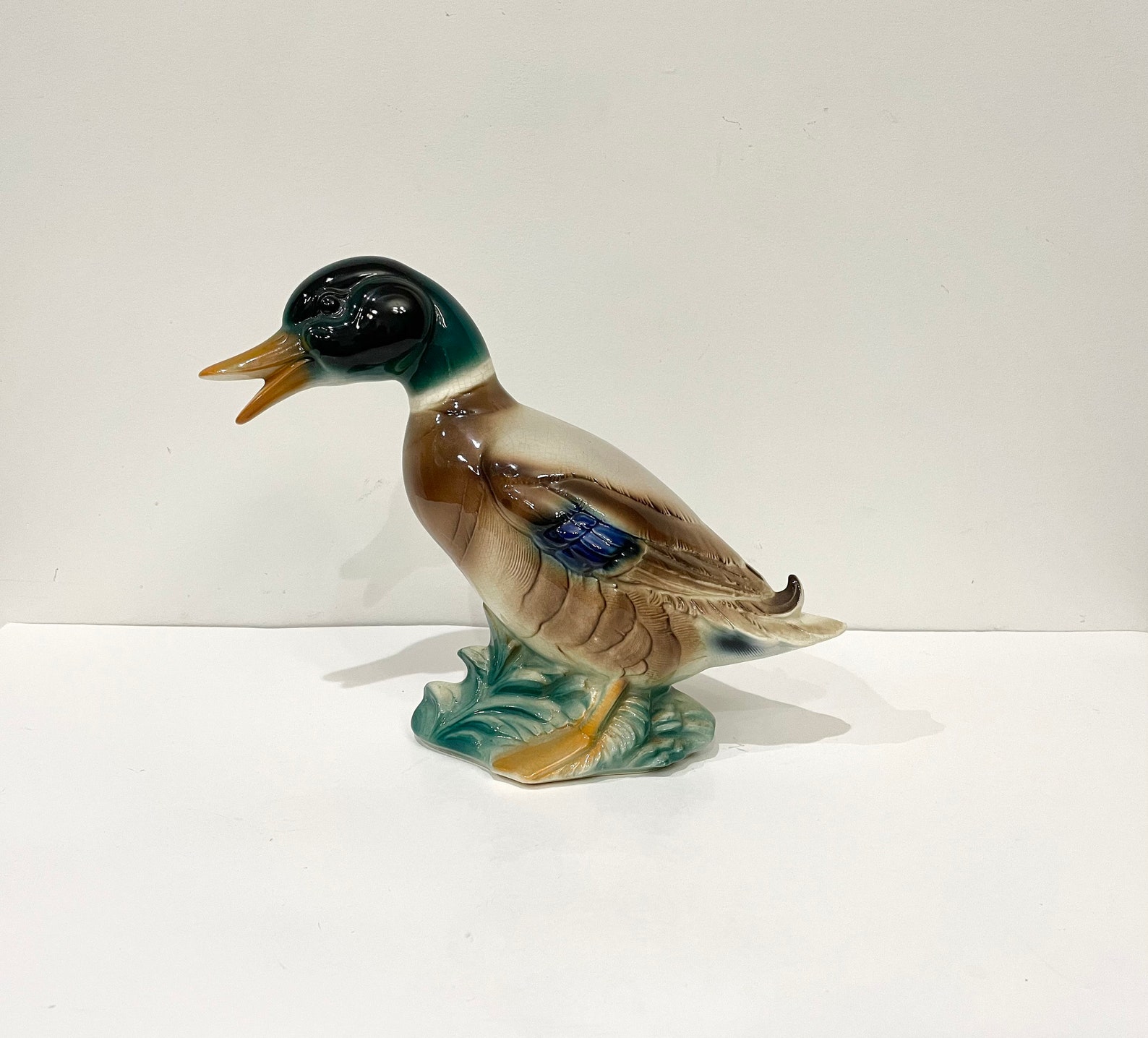 Vintage Large Ceramic Porcelain Mallard Duck Figurine 9 Etsy