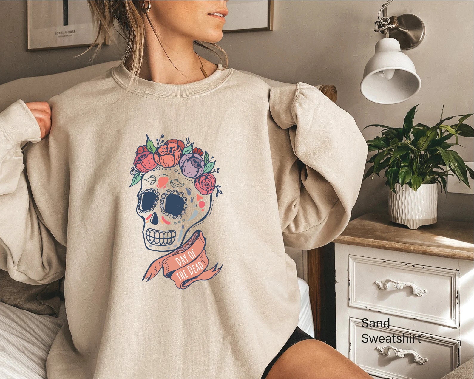 Discover Unisex, Day of Dead Skull Shirt- halloween skeleton shirt,halloween skeleton sweatshirt,funny halloween shirt,halloween skull shirt,funny