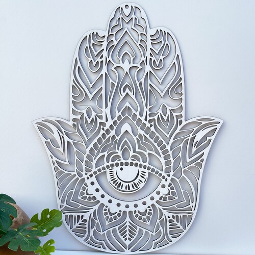 Hamsa Hand Wood Wall Art Etsy