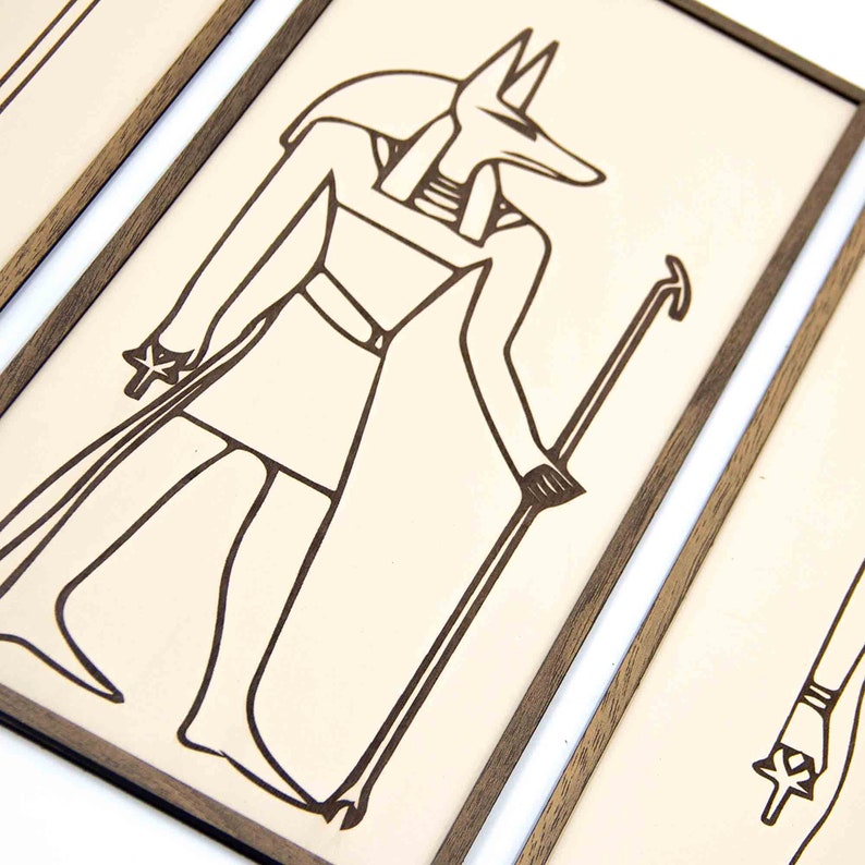 Set of 3 Egypt Wall Decor, Egyptian God Anubis, Ancient Egyptian Wall Art, Anubis Wall Decor, Ancient Wall Art, Gods of Egypt,Egypt Wall Art image 5