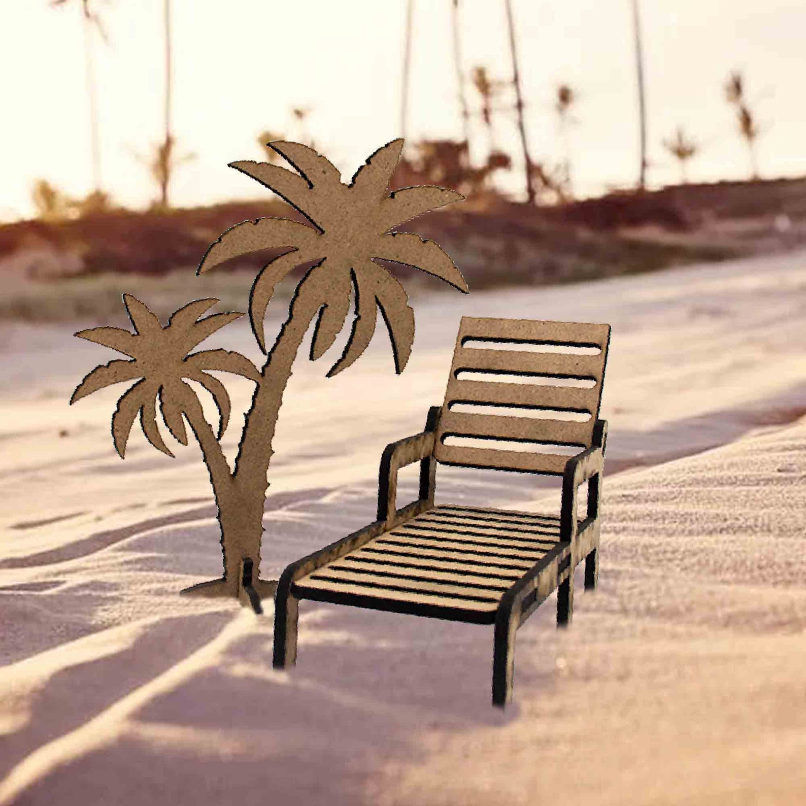Palm Tree and Sunbed Mini Decor Wooden Palm Tree Table Decor Etsy