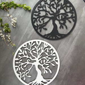 Tree of Life Black, White and Beige Color Laser Cut  - Home Decoration 30cm - Black, White, Beige Color