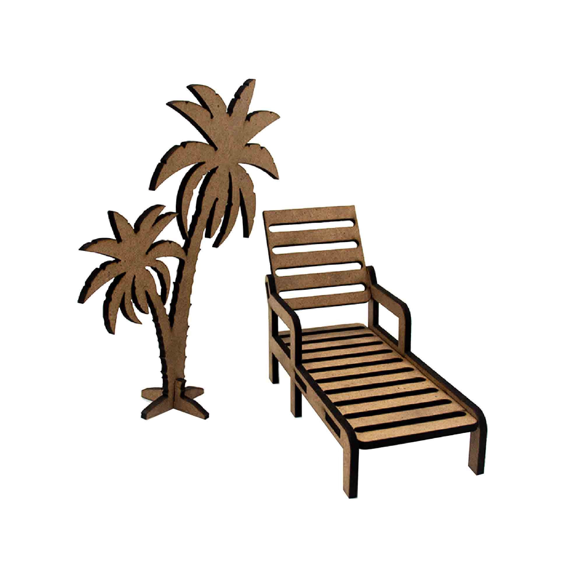 Palm Tree and Sunbed Mini Decor Wooden Palm Tree Table Decor Etsy