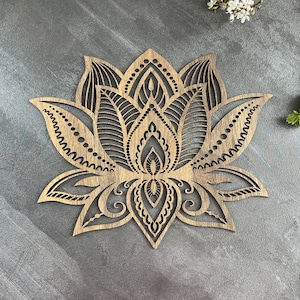 Lotus Mandala, Laser Cut Lotus, Lotus Wall Decor, Lotus Wall Art, Lotus Wall Hanging, Yoga Decor, Wood Lotus Art, Wood Lotus Decor