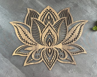 Lotus Mandala, Laser Cut Lotus, Lotus Wall Decor, Lotus Wall Art, Lotus Wall Hanging, Yoga Decor, Wood Lotus Art, Wood Lotus Decor